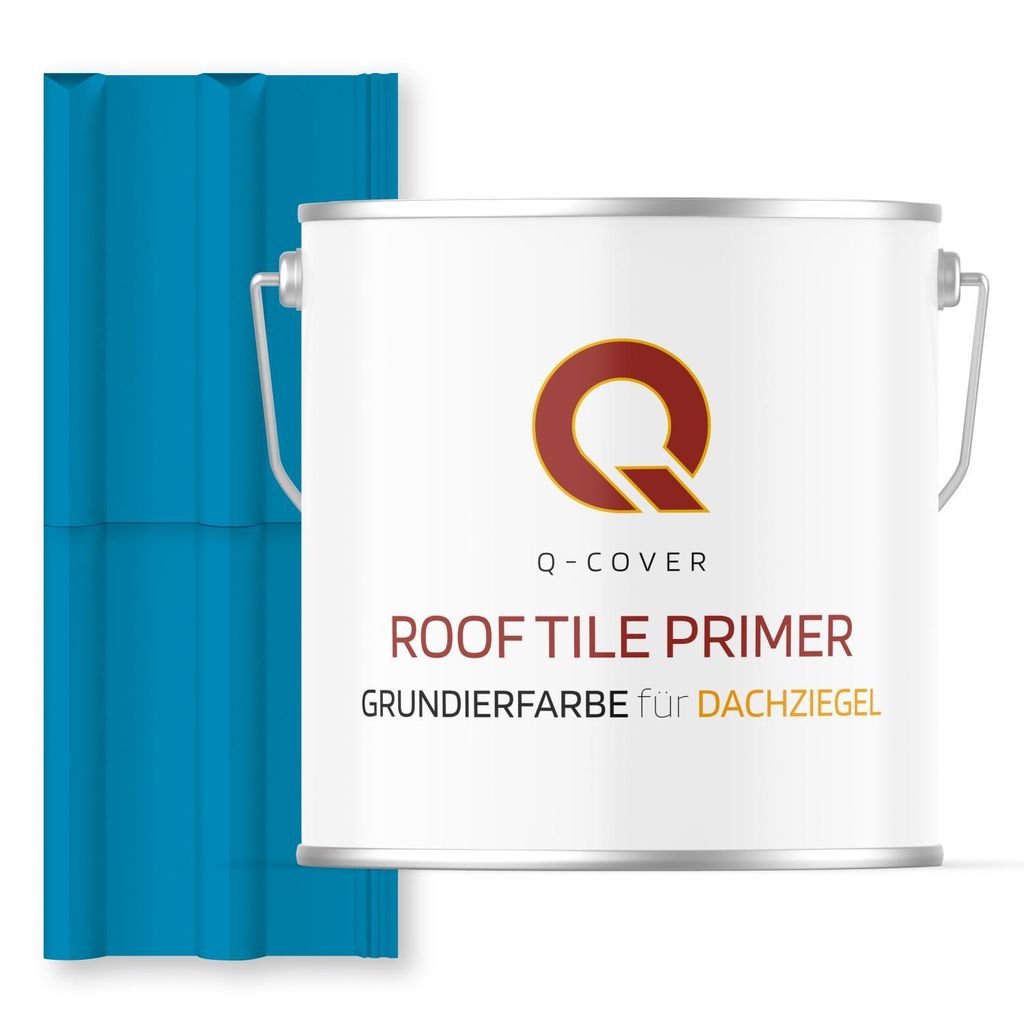 Grundierfarbe für Dachziegel Lichtblau RAL 5012 5 L | wetterfeste Dachbeschichtung | für Ziegel, Beton, Eternit | UV-beständig | Q-COVER