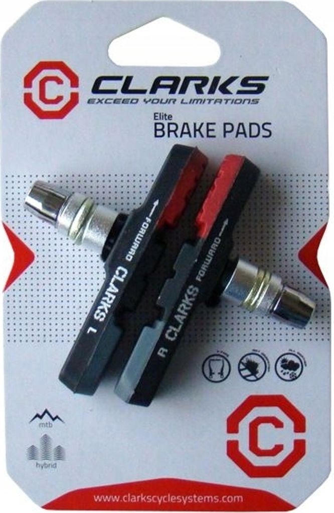 Clarks Pattini Freno Per Bici BMX 70 Mm - Trasparenti Con Linea Rossa