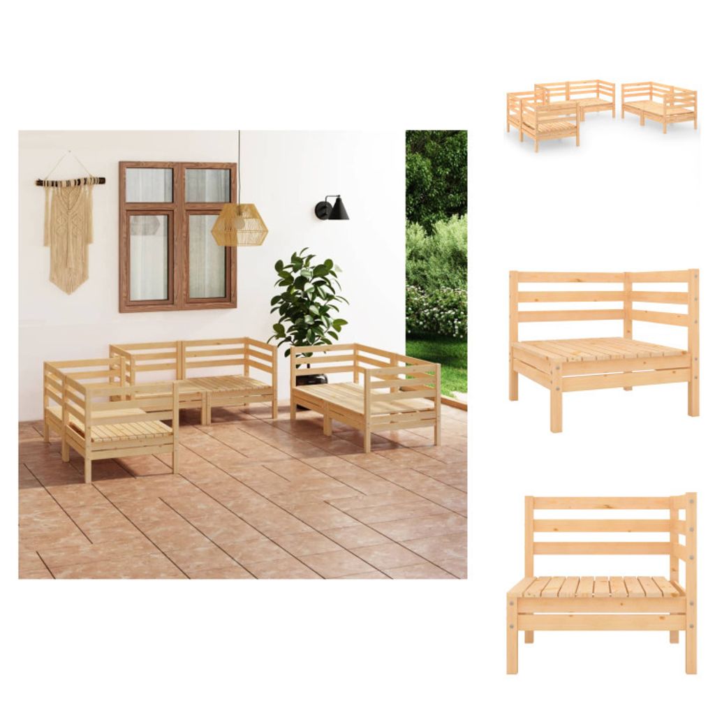 vidaXL 6-tlg. Garten-Lounge-Set Massivholz Kiefer - Gartenmöbel-Sets