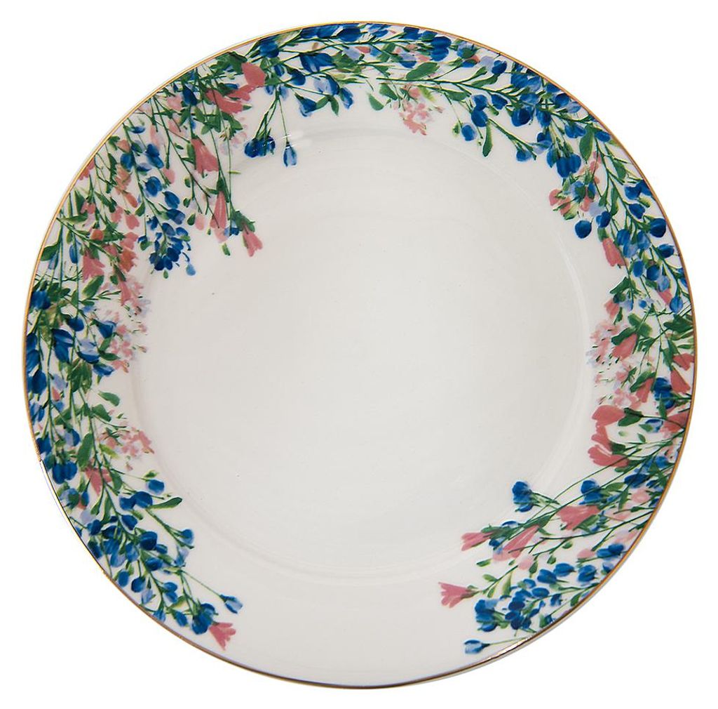 Clayre & Eef ontbijtborden, diameter 21 cm, blauw-wit Productafbeelding 