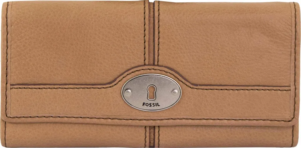 Rangement Cartes et Monnaie Organisé - Portefeuille Cuir Fossil Camel