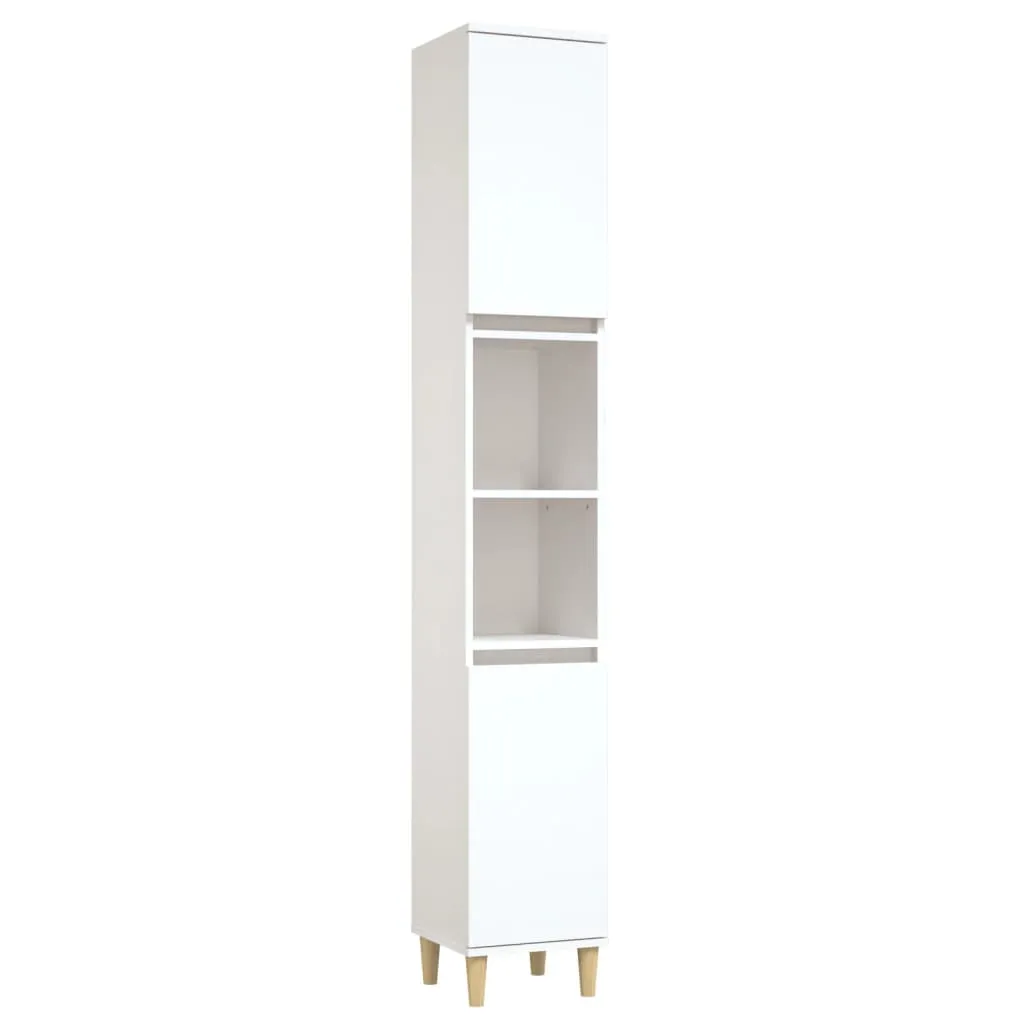 Armoire de salle de bain blanc 30x30x190 cm en bois composite robuste
