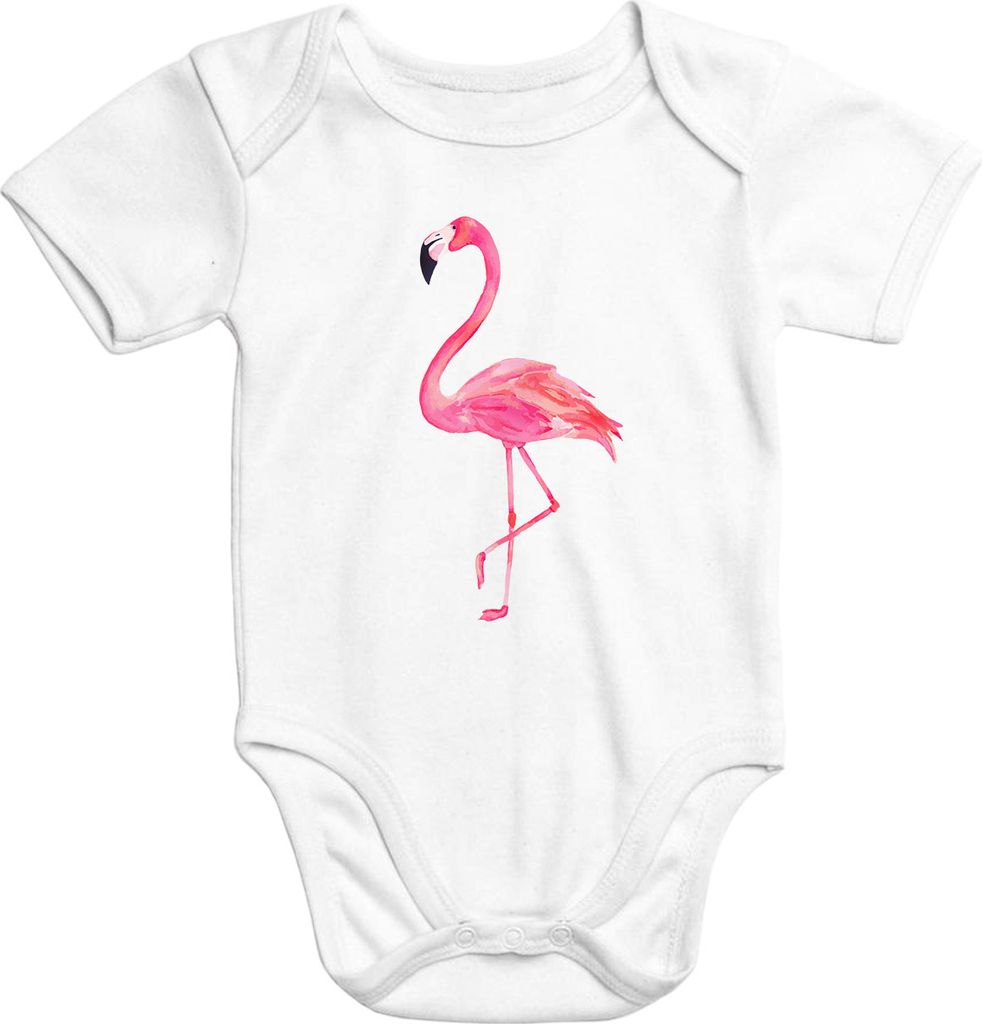 Baby-Body Flamingo Aufdruck kurzarm Babybody Baumwolle Onesie Einteiler Moonworks 6-12 Monate