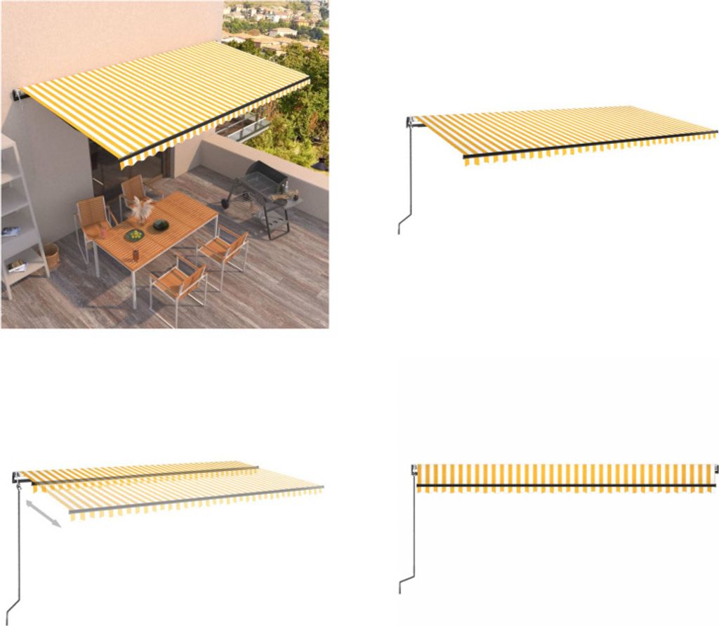 vidaXL Markise Automatisch Einziehbar 600x350 cm Gelb und Weiß - Markise - Markisen - Sonnendach - Sonnendächer