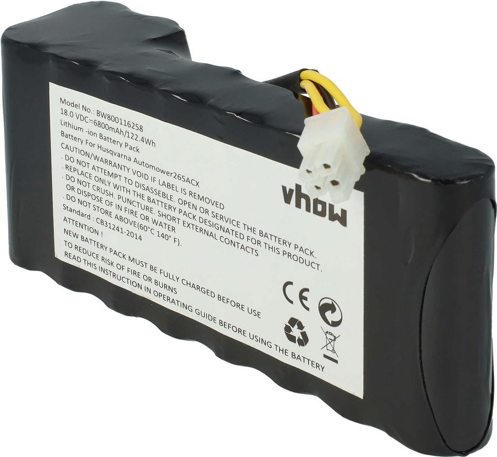 vhbw Akkupack kompatibel mit Husqvarna Automower 320, 435X AWD, 430X bis BJ 2019/2020, 420 bis BJ 2019/2020, 330X Rasenroboter (6800mAh 18V Li-Ion)