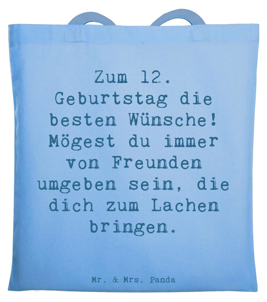 Mr. & Mrs. Panda Stoffbeutel Spruch 12. Geburtstag Wünsche - Sky Blue - Geschenk, handgefertigte Geschenke, Geburtstagsfeier, feiern, Tote Bag, Ju...