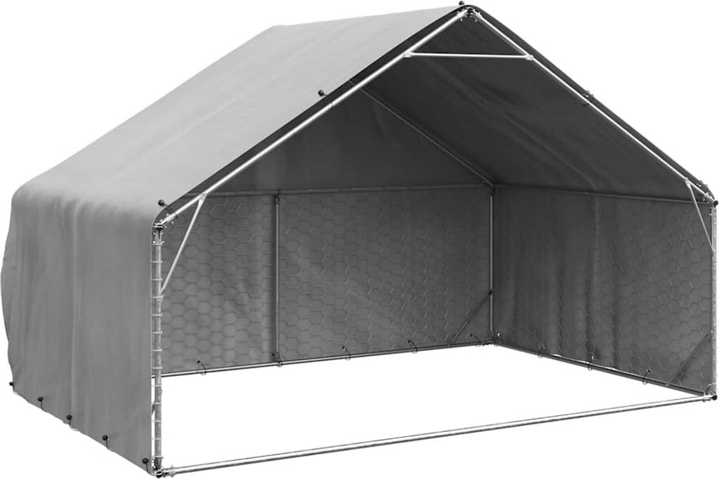 Outdoor-Hundezwinger mit Abdeckung 3x2x1,9 m Verzinkter Stahl