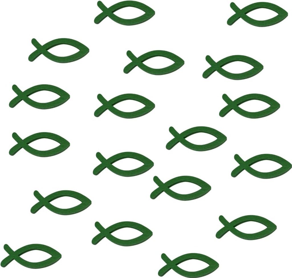 Oblique Unique 18 Holz Fische Streudeko Taufe Kommunion Konfirmation - Echtholz grün