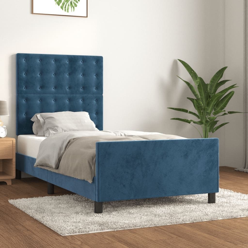 Maison Exclusive - Bettgestell ohne Matratze Dunkelblau 90x190 cm Samt