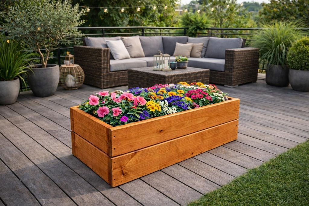 Blumenkasten aus Holz 60 cm – Pflanzkasten Balkon &