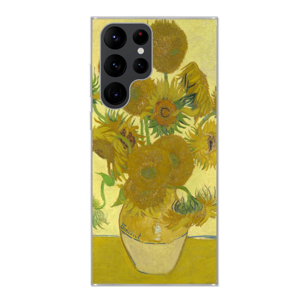 MuchoWow Handyhülle Schutzhülle Hülle für Samsung Galaxy S22 Ultra Sonnenblumen - Vincent van Gogh Silikon Softcase Handy Hülle - Abbildung
