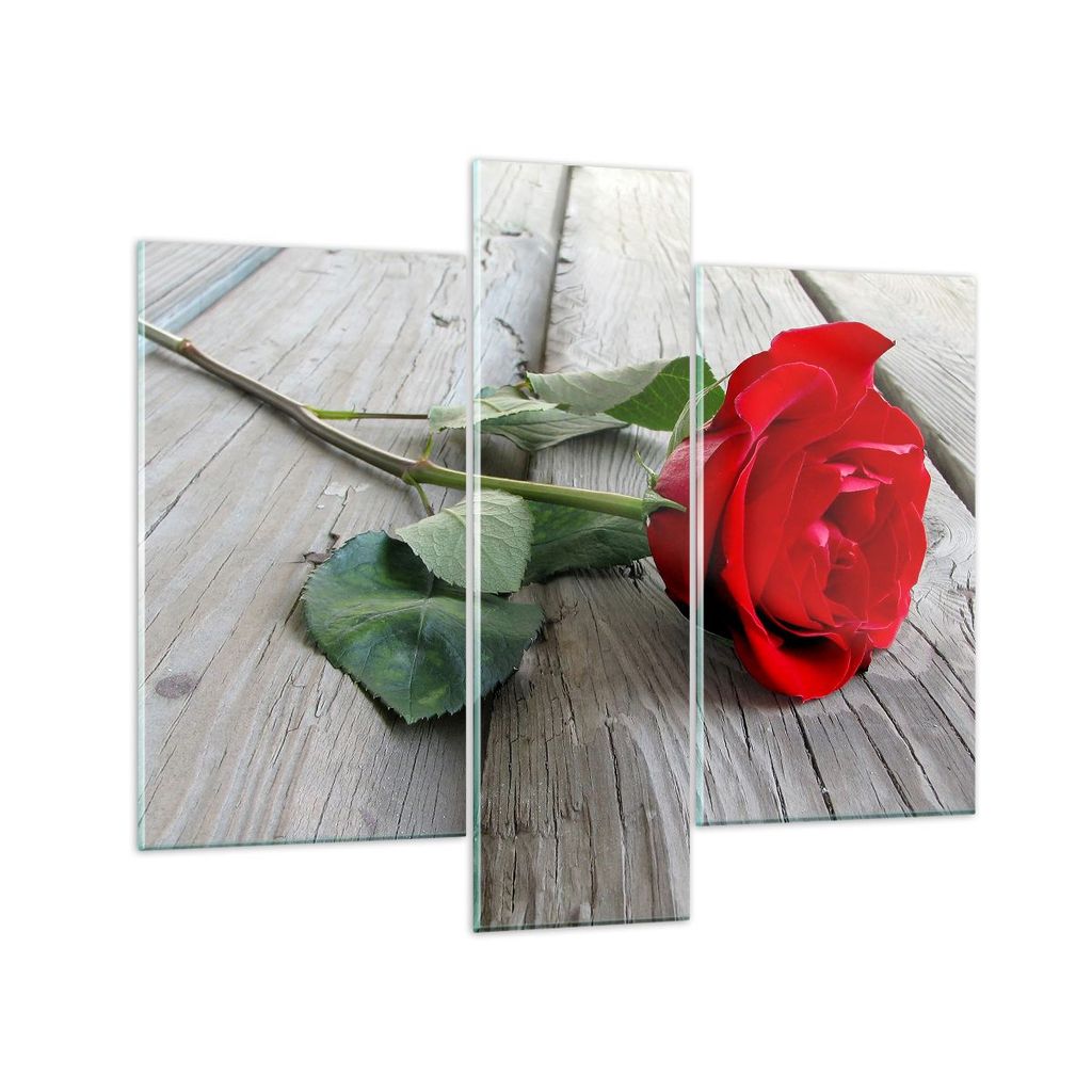 Bilder auf glas - Blume Holz Pflanze - 95x80cm - Glasbilder - Wandbilder - Kunstdruck - zum Aufhängen bereit - Wanddekoration aus Glas - Glas Bild...