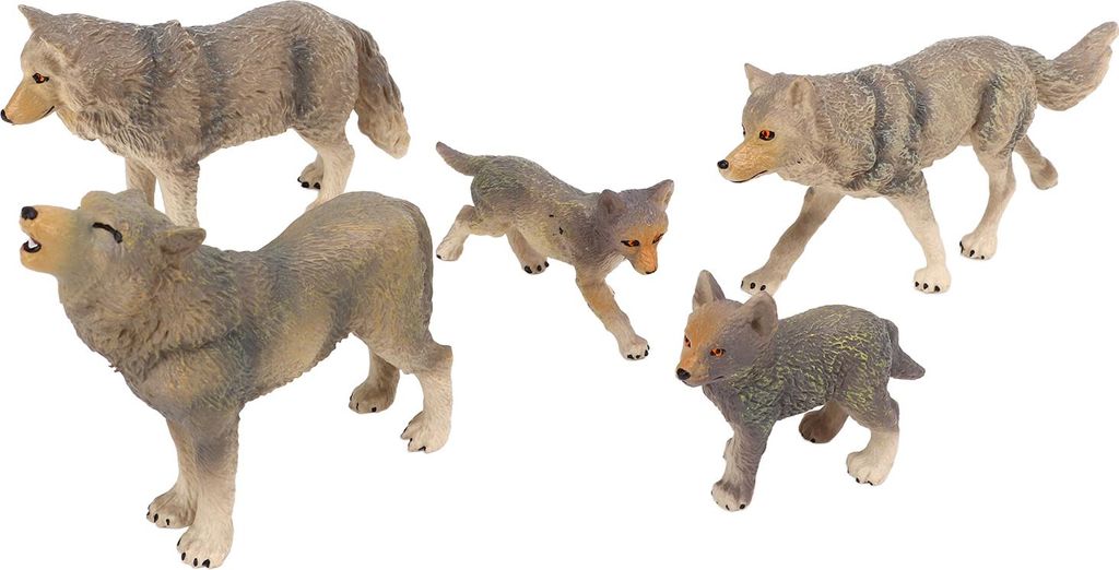 5 PCs Wolf Figur Spielzeug lebensee lebhafte Details Kunststoff Wildtier -Figuren Simulationsmodell