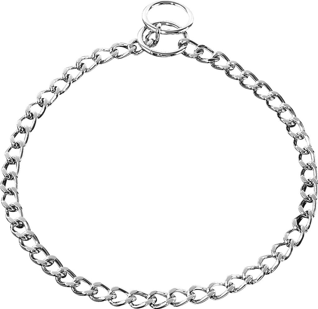 Sprenger Halskette, flach geschliffene Glieder - Stahl verchromt, 2,5 mm, 65 cm