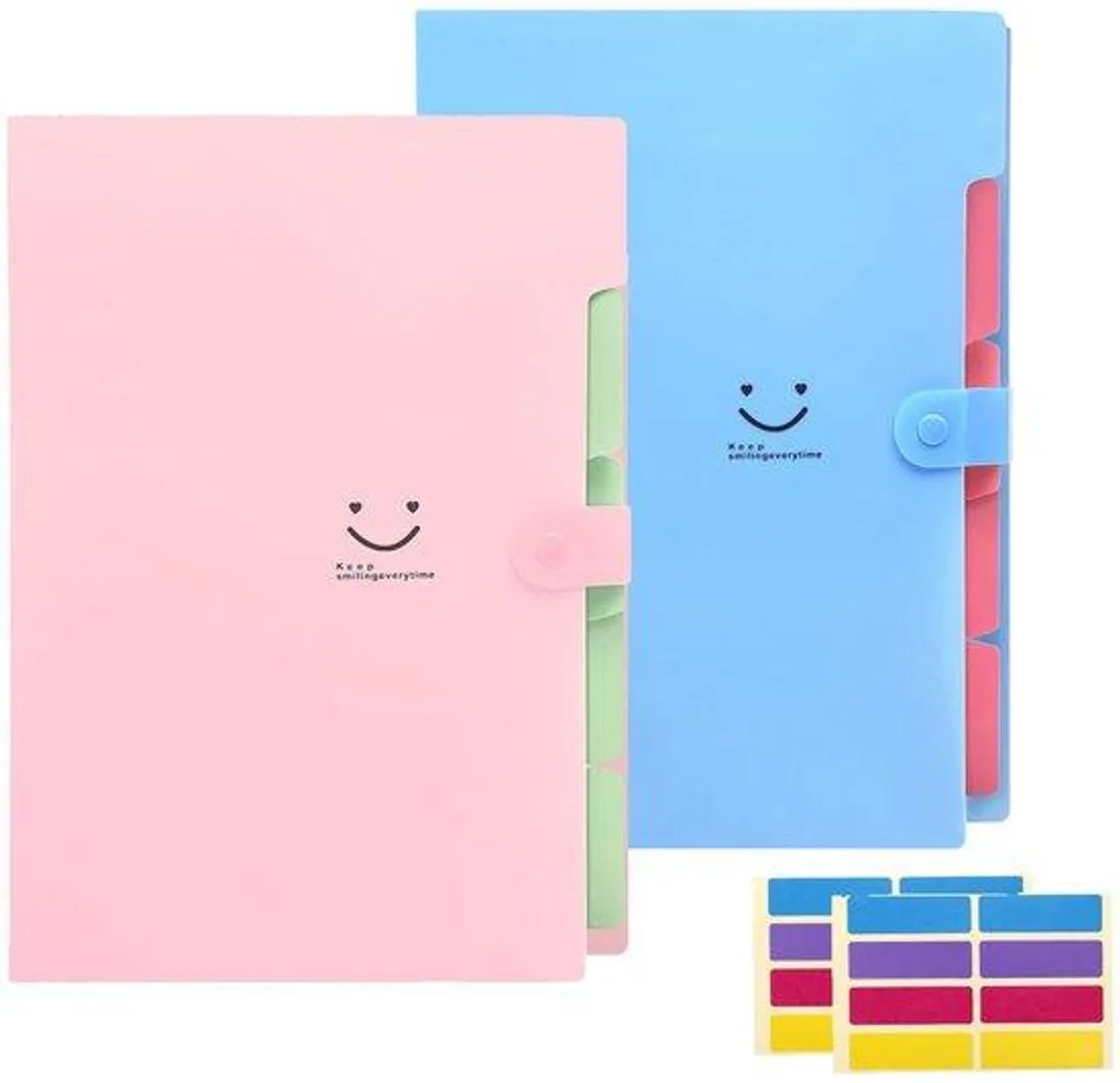 Porte-documents A4 rigide à 5 compartiments extensibles multicouleurs