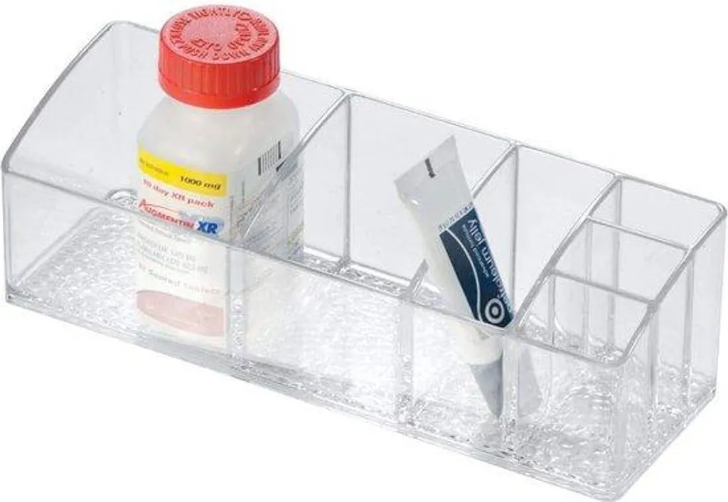 Boîte à pharmacie transparente avec 6 compartiments pour armoire