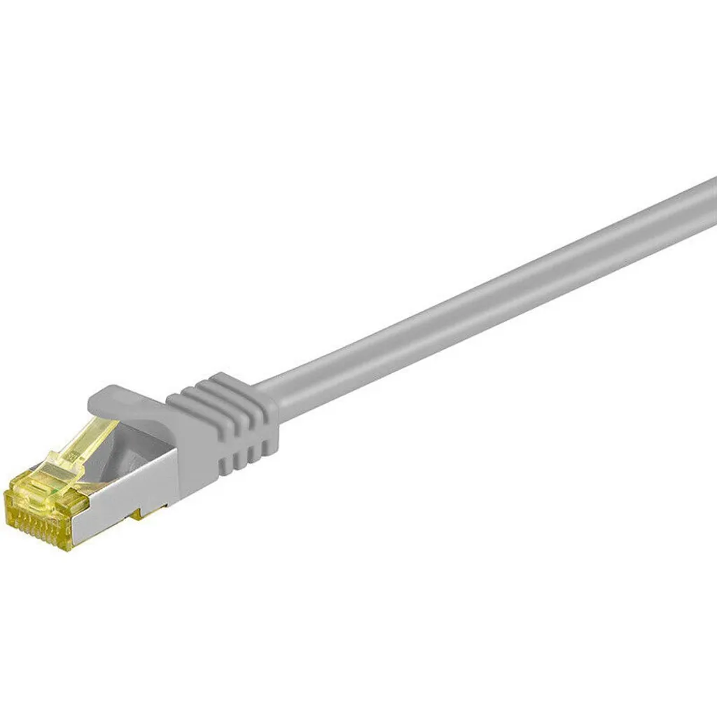 Goobay 91630 Cavo patch RJ45 CAT 6A S/FTP (PiMF), 500 MHz con cavo CAT 7 grezzo, grigio, 7,5 m - LSZH senza alogeni, rame, spina RJ45 (CAT 6A)