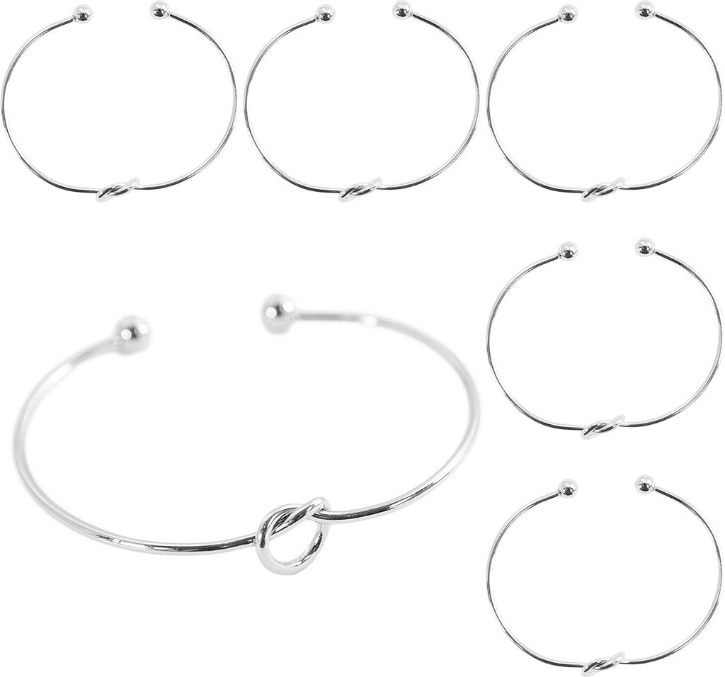 Oblique Unique 6x Armband Armreif mit Knoten für Mädchen Frauen Damen JGA Hochzeit Geburtstag Party silber