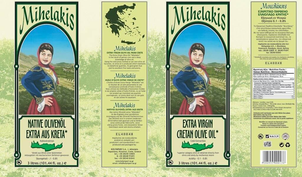 Mihelakis 04067 Natives Olivenöl Extra 3,0 Liter Dose von Produktbild 