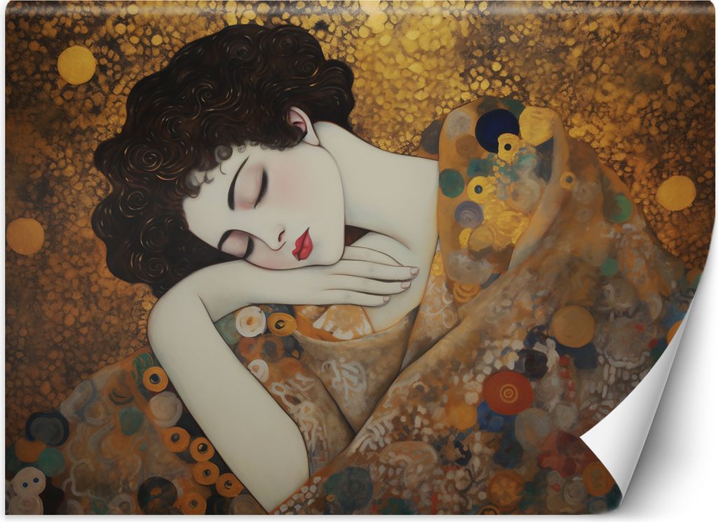Vlies fototapete Weibliches Gesicht - G. Klimt 450x315 cm Feeby Gold inkl. Kleber einfache Montage