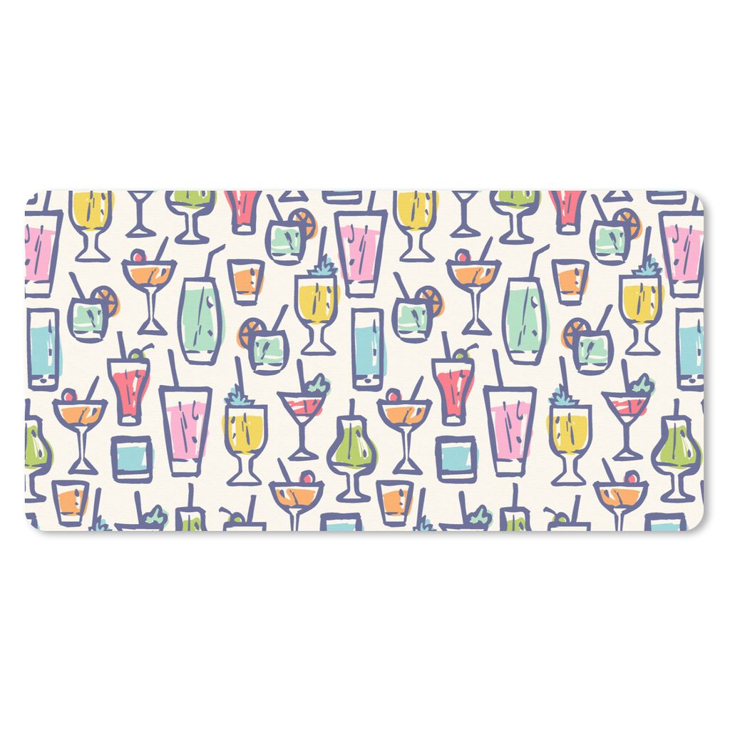 MuchoWow Schreibtischunterlage Cocktail - Glas - Sommer - Muster 80x40 cm - XXL Mauspad - Gaming Mauspad