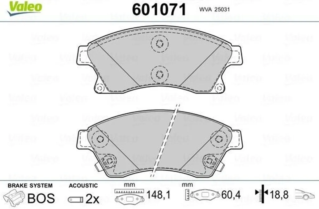 Plaquettes de frein avant haute performance Valeo 601071 pour Astra J
