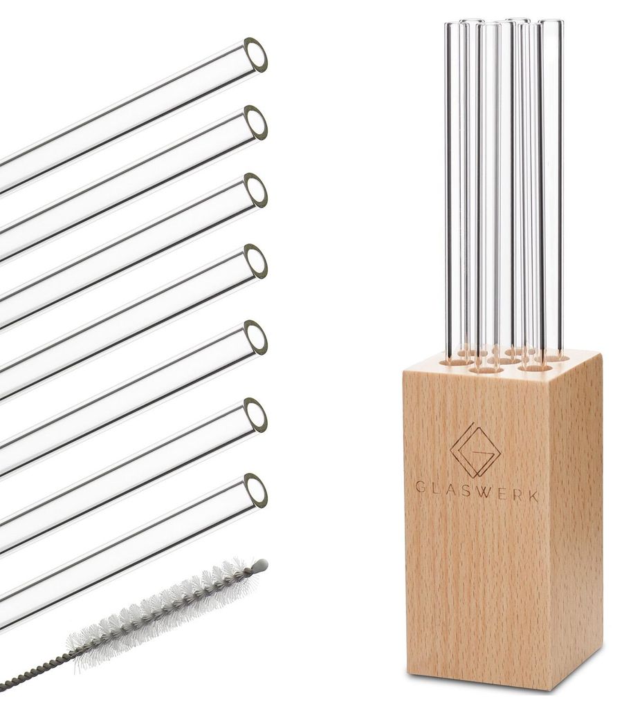 GLASWERK : Coffret de 7 pailles en verre (20 cm), Image du produit 