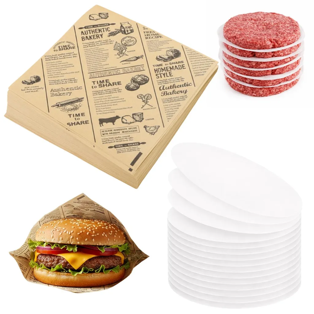 Papier pour emballer les burgers et frites avec protection anti-gras