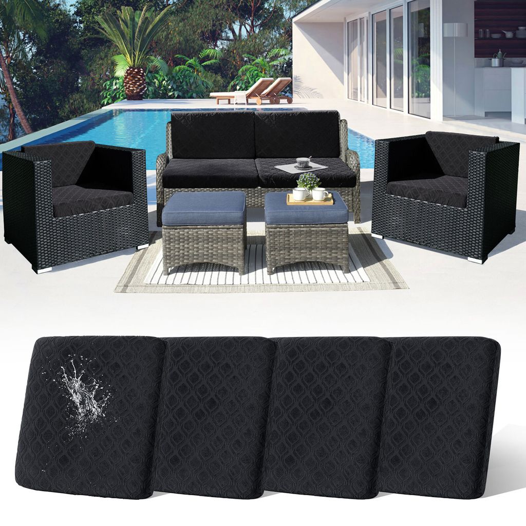 4 Stück Outdoor Kissen Wetterfest Sofabezug Wasserdicht Sofa Sitzkissenbezug Outdoor Sofa Überzug Bezüge Für Gartenpolster Sofa Cushion Cover S...