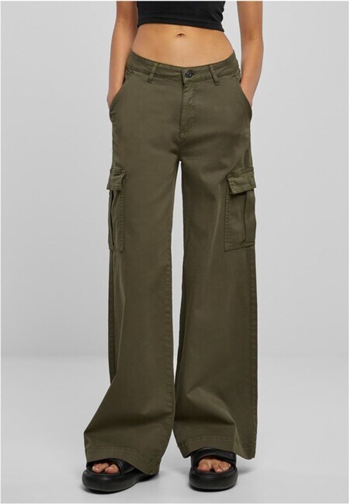 Urban Classics Ladies - Wide Leg Twill Cargo Hose - W36