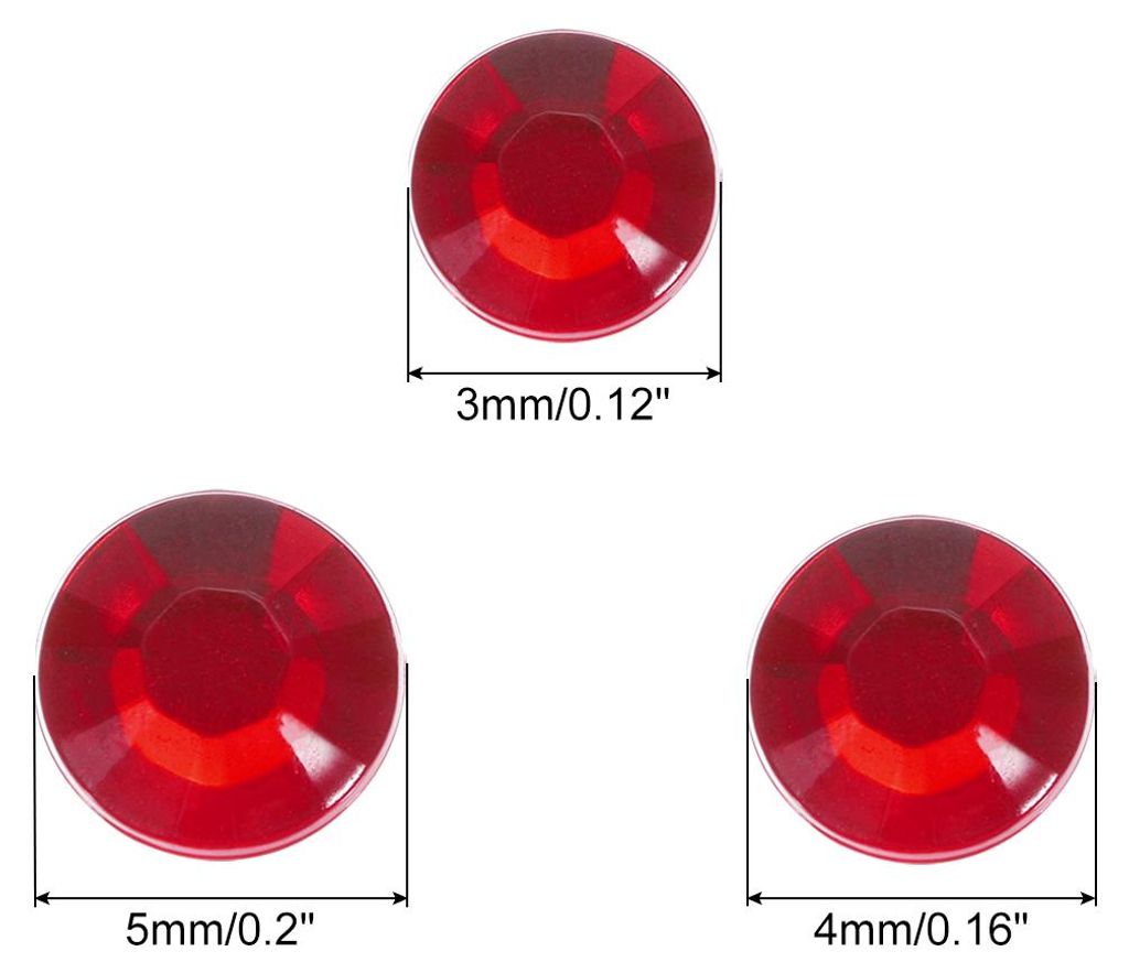 3064 Stš¹cke 6 Bl?tter Strasssteine 3/4/5 mm Selbstklebende Strasssteine Glitzer Aufkleber fš¹r DIY Dekoration Basteln, Rot