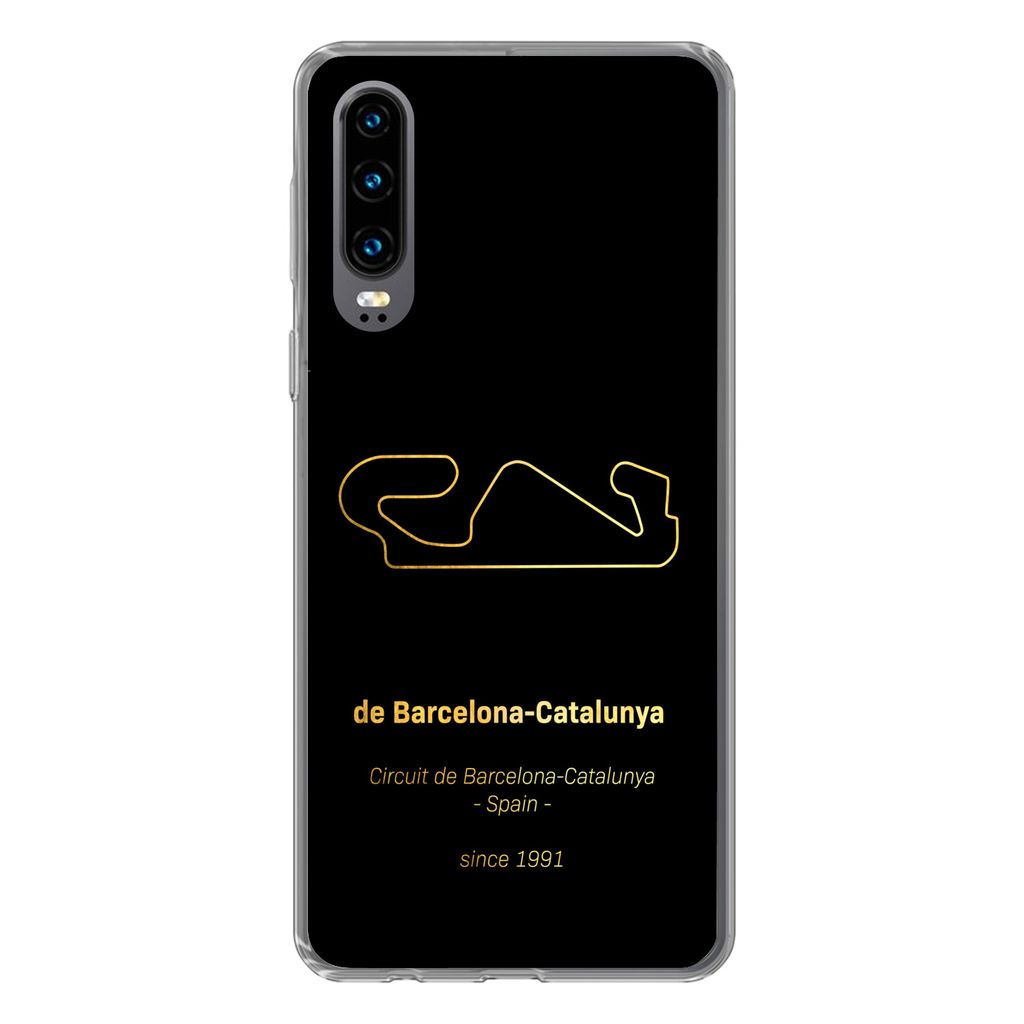 MuchoWow Handyhülle Schutzhülle Hülle für Huawei P30 F1 - Rennstrecke - Barcelona Silikon Softcase Handy Hülle - Kartenbesitzer