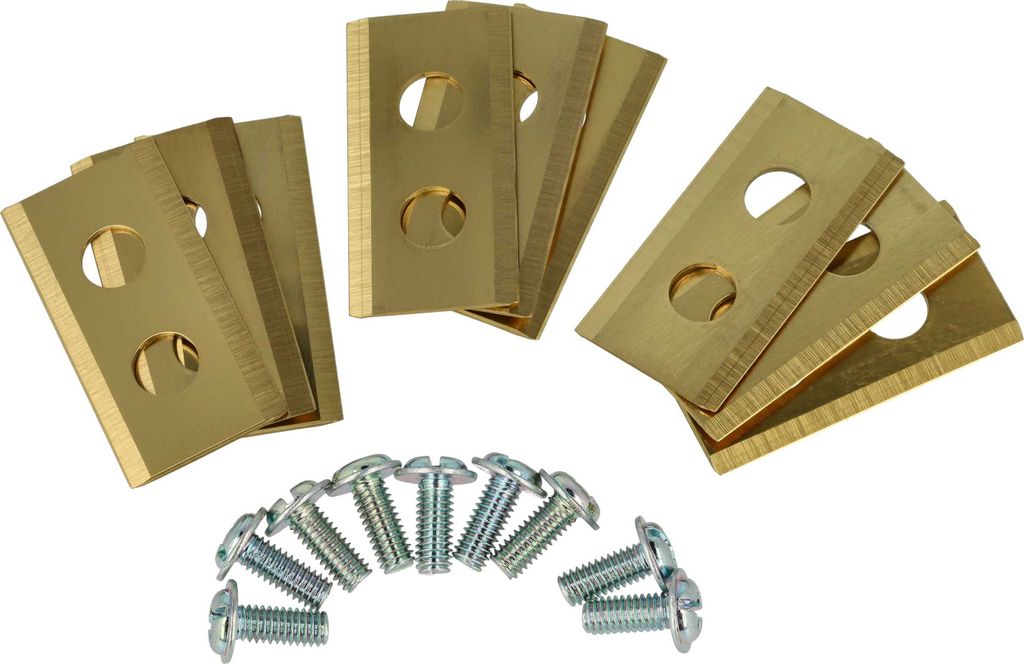 vhbw 9x Ersatz-Messer kompatibel mit Einhell Freelexo Kit 600 Rasenmäher - Ersatzklinge Gold, Stahl (Titanbeschichtung)
