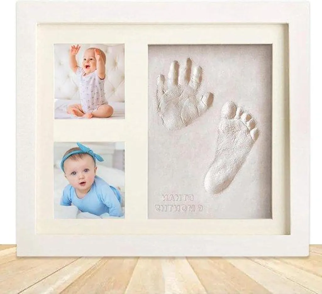 Kit empreinte plâtre hypoallergénique avec cadre photo pour nouveau-nés