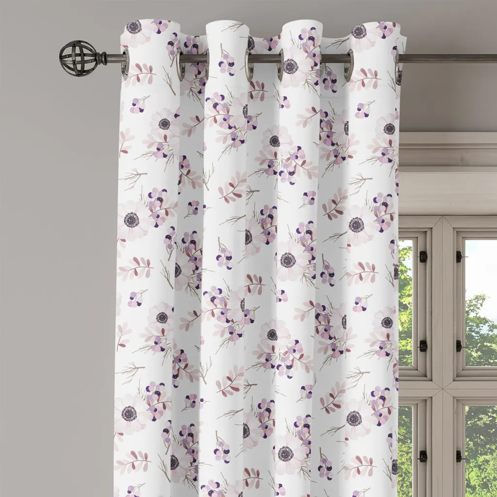 ABAKUHAUS Tenda con occhielli Windröschen, Shabby Chic Spring Pattern Bouquet da sposa in fiore Romantico, Tende decorative a 2 pannelli, 280 cm x 175 cm, Rosa baby Lilla Lilla - 3