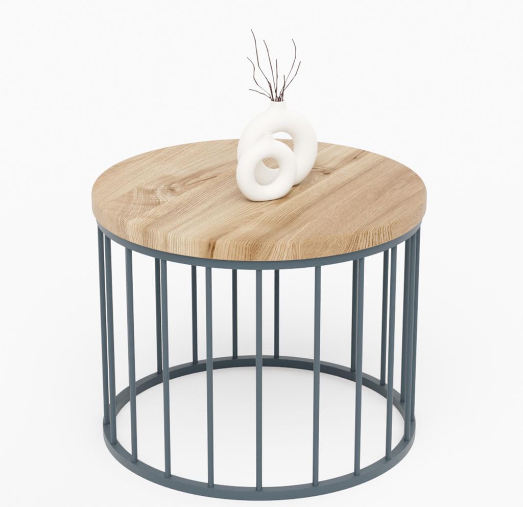 LAMO Manufaktur Couchtisch rund aus Holz 50 x 40 cm - Beistelltisch rund, Wohnzimmertisch, Sofatisch - kleiner Tisch, modern coffee table, Beistell...