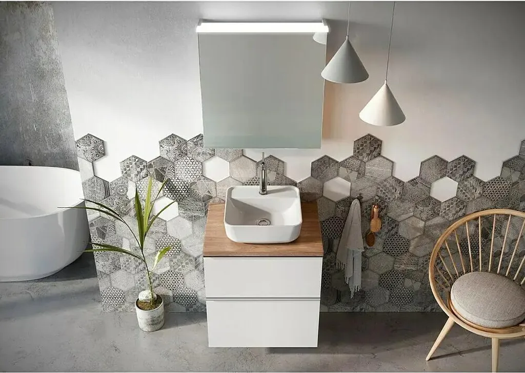 Miroir Look LED 60 cm - Éclairage intégré et tablette design pour vasque
