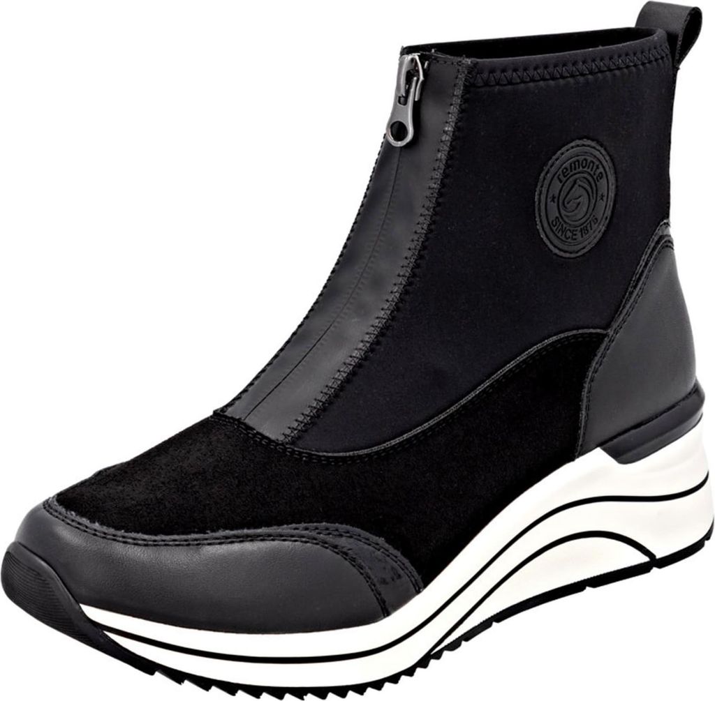 Remonte Damen Stiefelette Herbst in Weite H, Reißverschluss und Keilabsatz D0T78, Größe:40 EU, Farbe:Schwarz