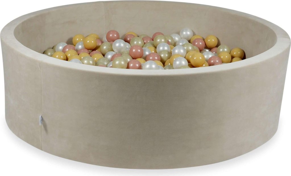Trockenbecken 130x40cm Velvet Soft Beige mit 700 Bällen: Hellgold, Perlmutt, Beige, Roségold