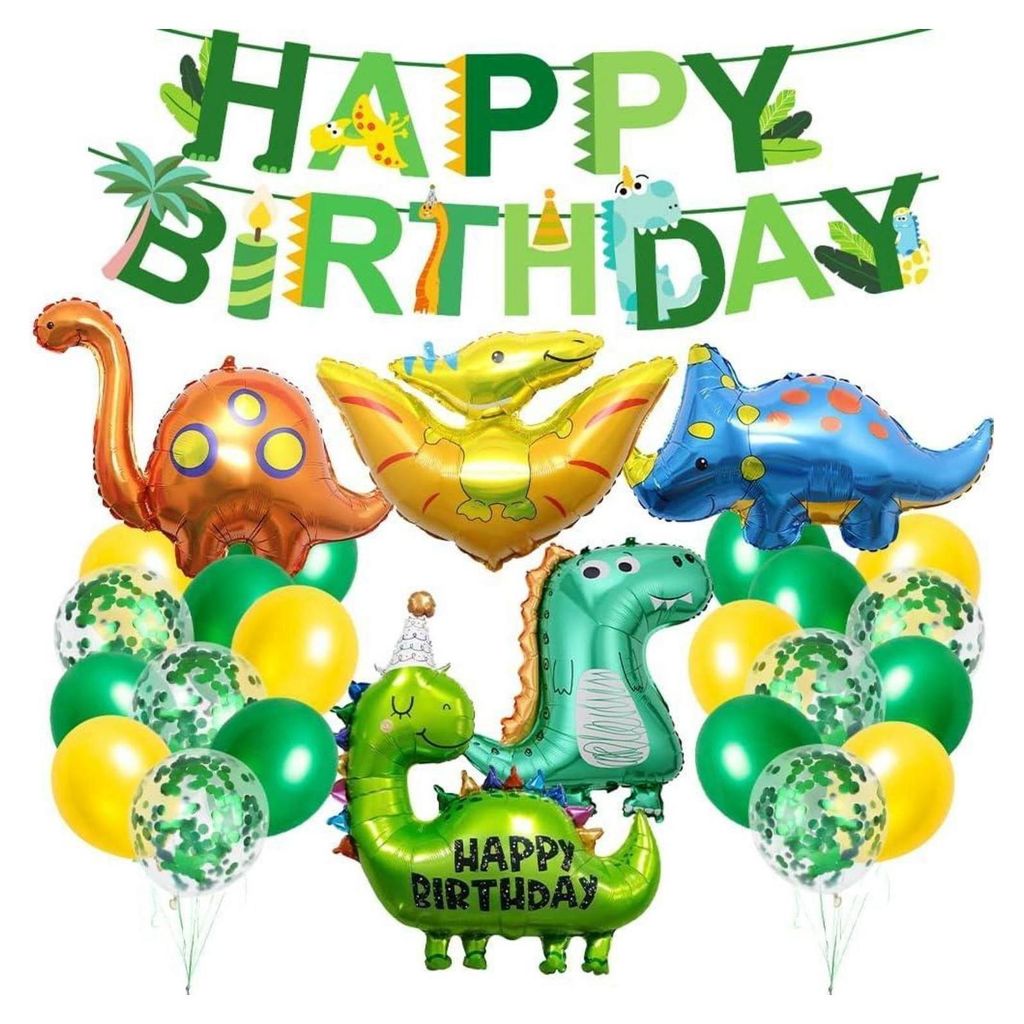 Dino Geburtstag Deko Set, Dinosaurier Folienballons, Happy Produktbild 