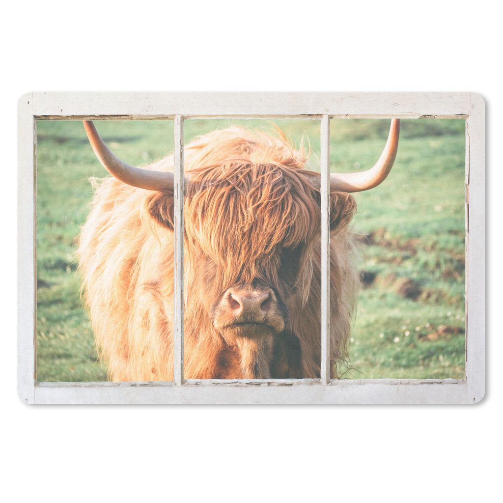 MuchoWow Schreibtischunterlage Schottische Highlander - Natur - Ansicht 60x40 cm - XXL Mauspad - Großes Mauspad