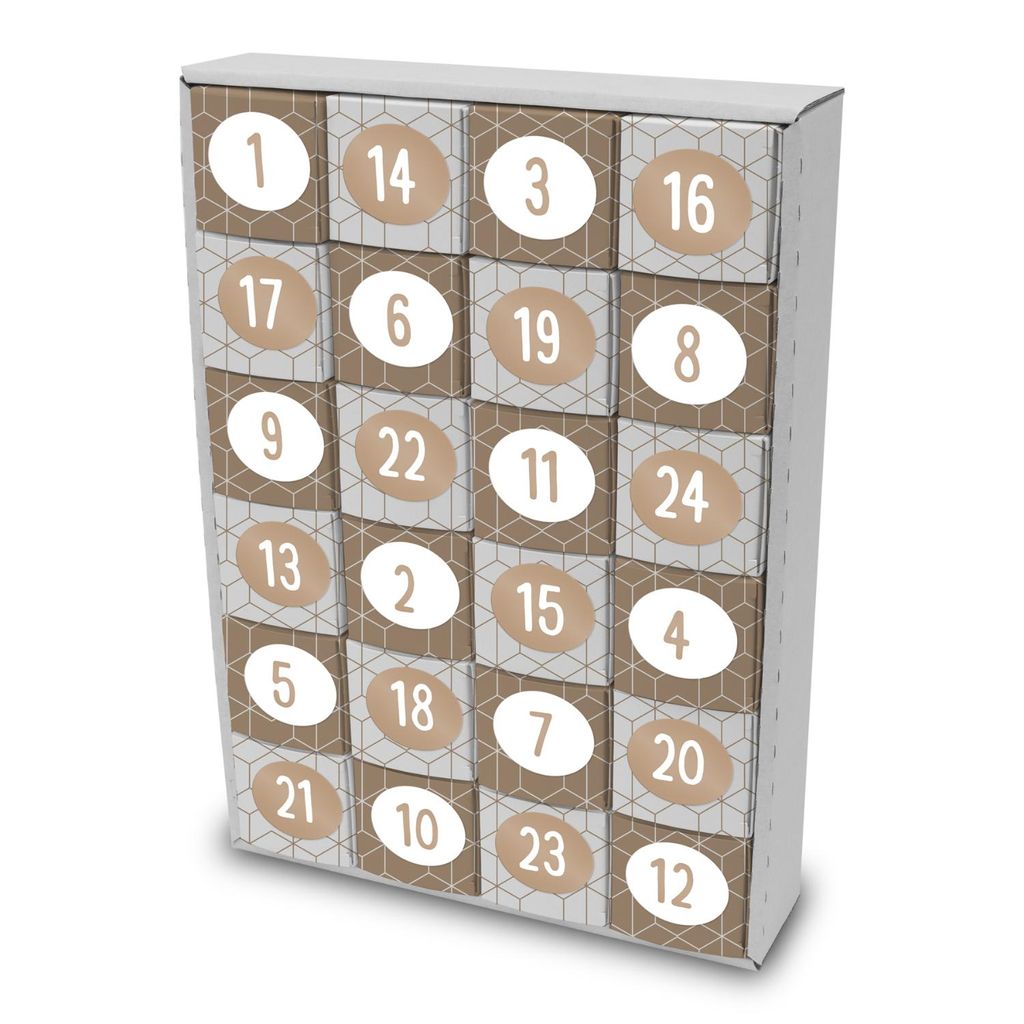 itenga SET Adventskalender zum Füllen Würfel 6,5cm + Sticker Z32 + Würfel (Geometrie)