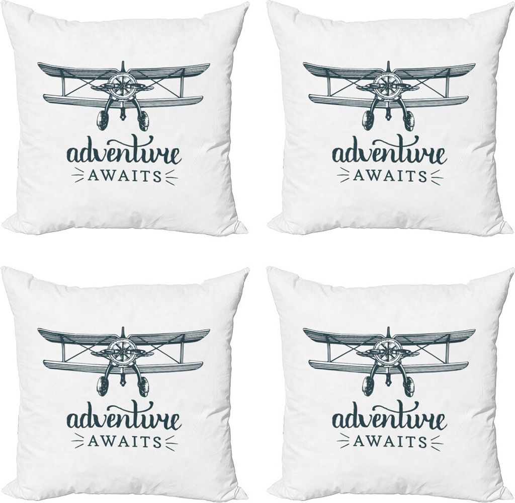 ABAKUHAUS Sprichwort Kissenbezug Set (4 Stück), Freiheit Abenteuer Nachricht, Moderner Doppelseitiger Digitaldruck, 40 cm x 40 cm, Dunkel Petrol B...