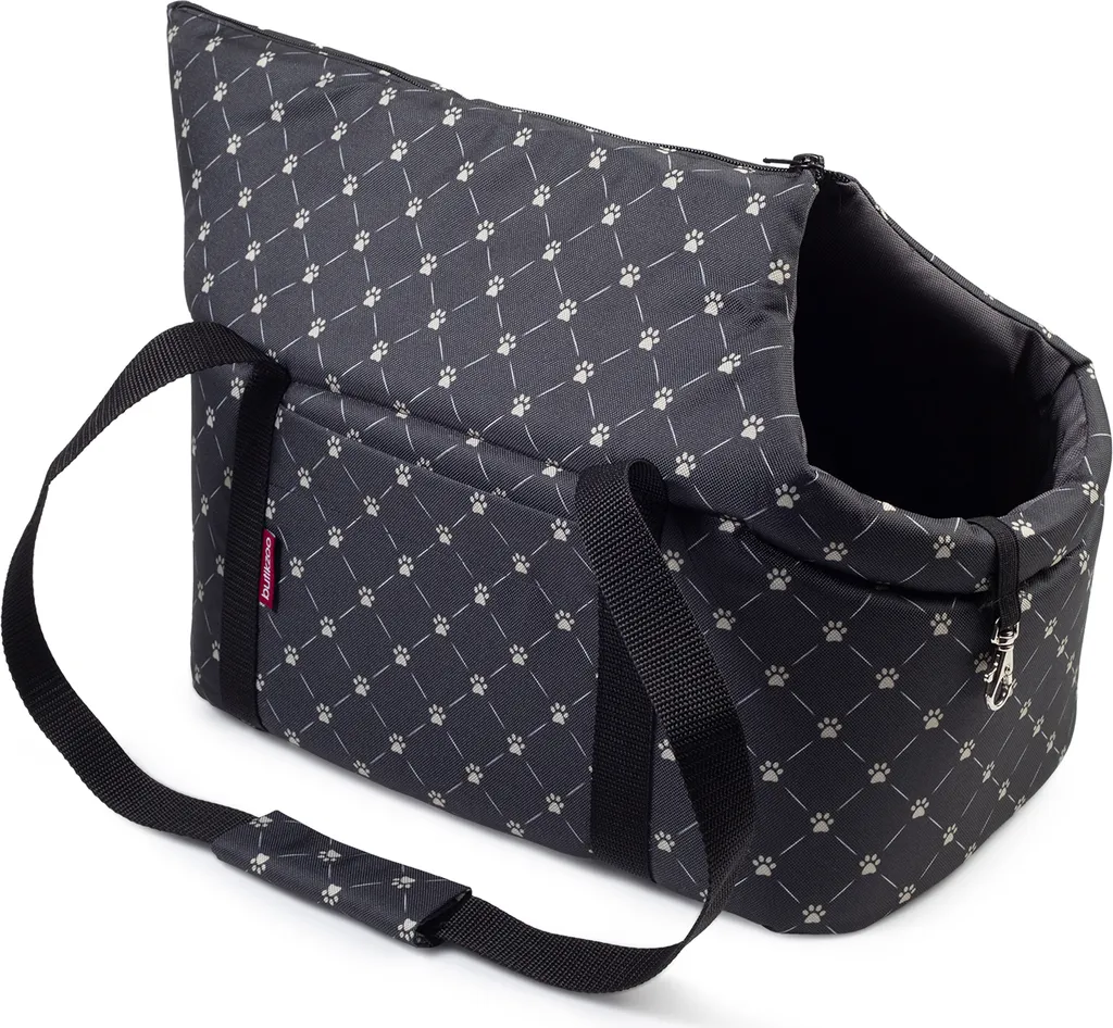 Borsa Trasporto Cani Chic Nero Fantasia Zampe S - Portata 5 kg