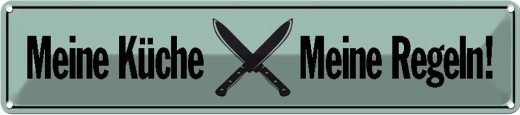 vianmo Blechschild 10x46 cm Meine Küche Regeln Kochen Essen