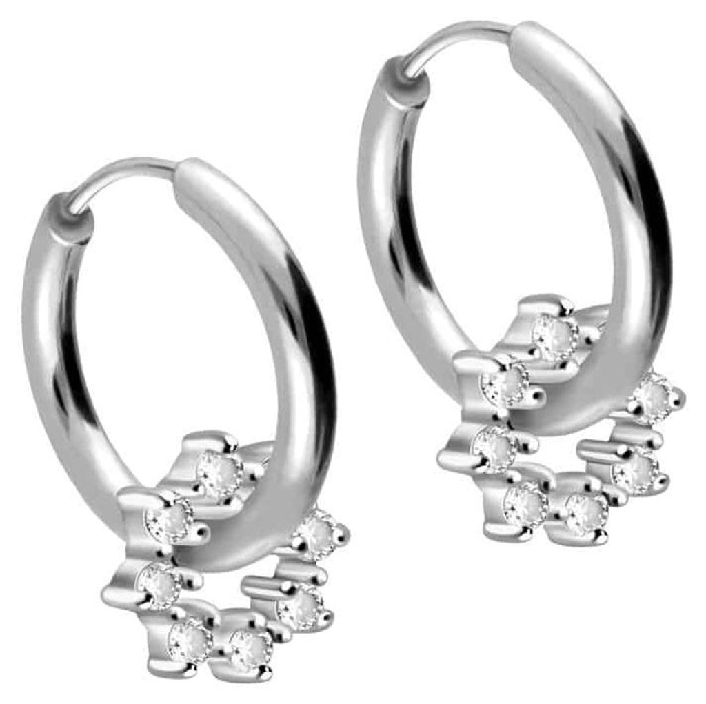 Chirurgenstahl Ohrclicker Creolen KRISTALLKREIS Silber Innendurchmesser: 12mm + Designstärke: 1,6mm