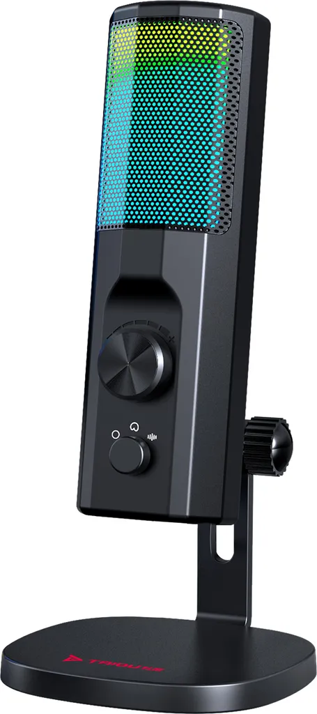 Microphone de Bureau Gaming avec Éclairage RGB et Sortie Casque Noir