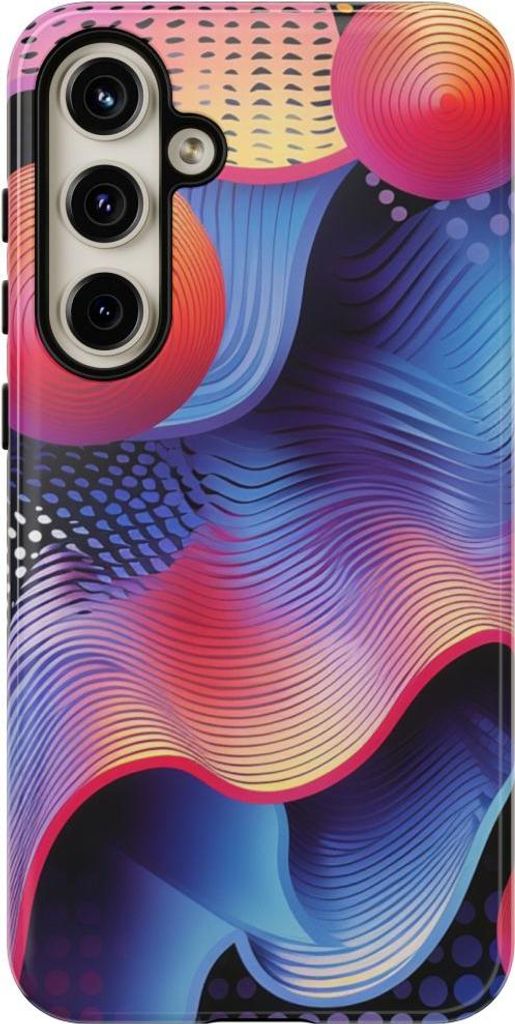 Bunte abstrakte Wellen und Kugeln – Hülle Kompatibel mit Samsung Galaxy S24 Plus