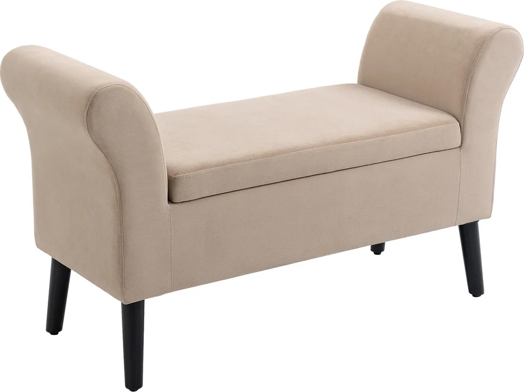 Banc de rangement design avec assise confortable et accoudoirs beige