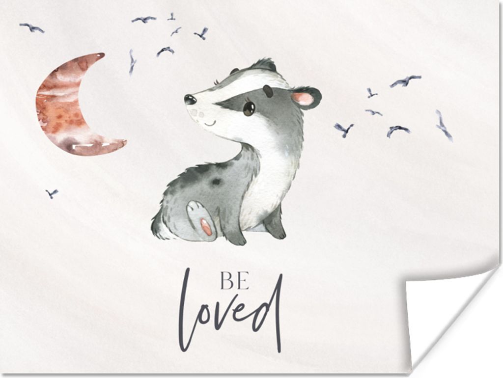 MuchoWow Poster Zitate - Geliebt werden - Sprichwörter - Kind - Jungen - Mädchen - Aquarell 40x30 cm - Plakate für die Wände - Poster Wohnzimmer